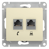 Розетка Глосса RJ 45+RG11механизм бежевая