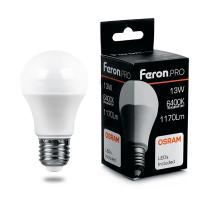 Лампа светодиодная ЛОН 13 W E27 6400K Feron Pro