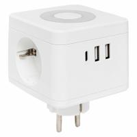 Тройник "Куб" 2 гнезда + 2 USB + Type C + Ночник