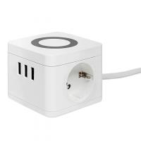 Удлинитель 2 места 1,3 метра  с/з 3 USB + беспроводное зарядное устройство