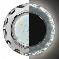Светильник точ. Ecola GX53 Glass Стекло Круг с вогнутыми гранями с подсветкой хром - хром (зеркальны