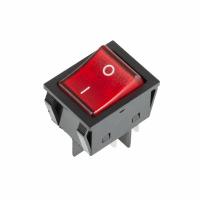 Минивыключатель клавишный 250V 30A 4С ON-OFF красный с подстветкой