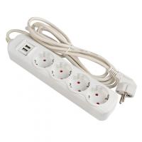 Удлинитель 4 мест 3 метра с/з + 2 USB 2.1А