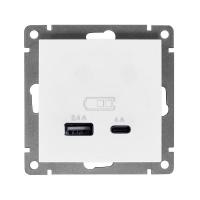 Розетка Афина USB Type-A (2,4А ) + Type-C (4А)  белая