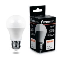 Лампа светодиодная ЛОН 15 W E27 4000K Feron Pro